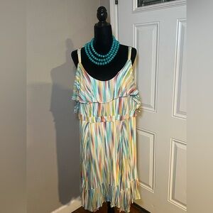 Multicolor Striped Ruffle Dress